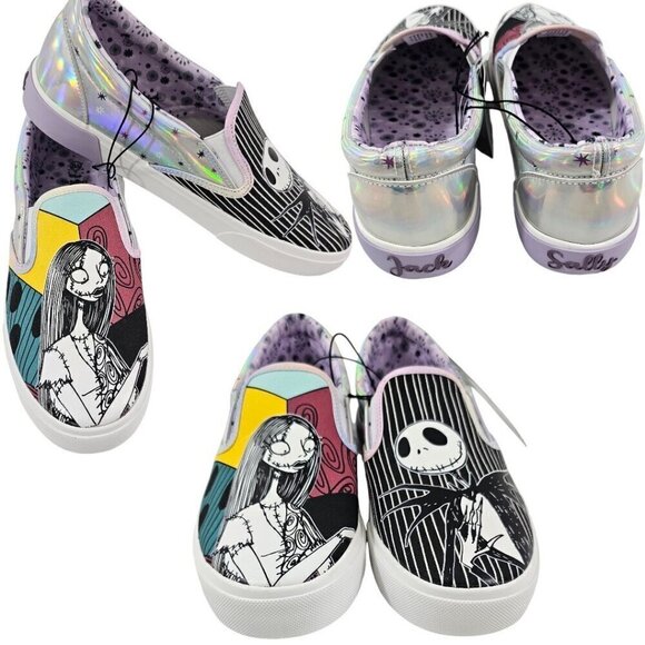 Disney The Nightmare Before Christmas Jack and Sally Slip-on Sneakers NWT - Picture 1 of 16